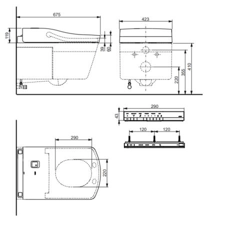 TOTO NEOREST AC Унитаз подвесной 423x666x410 мм, без сиденья (подходит: TCF996WG) безободковый, CeFiONtect, Tornado Flush  цвет: белый