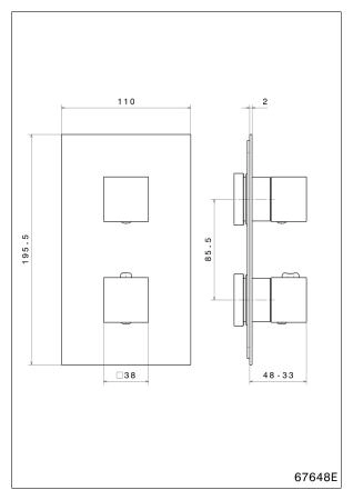 Встроенный смеситель Kerama Marazzi FUTURA ФУТУРА 67648EKM.21.018 с регулировкой температуры, хром