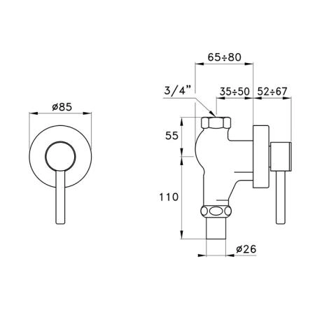 Stella 130 Запорный вентиль 704T, цвет: хром