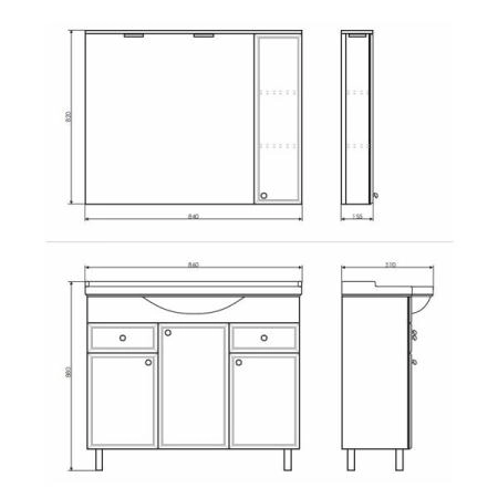 Зеркало шкаф Comforty Сочи-85 белый глянец