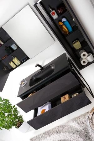 Зеркальный шкаф Boheme Vallessi 80 антрацит глянец с подстветкой 547-A glossy