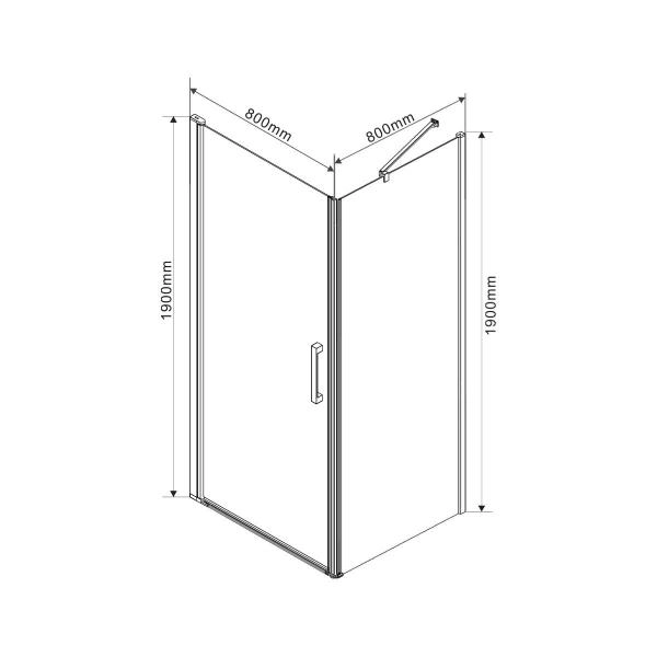 Душевой уголок Vincea Orta VSR-1O8080CH-L, 800*800, хром, стекло шиншилла, левый