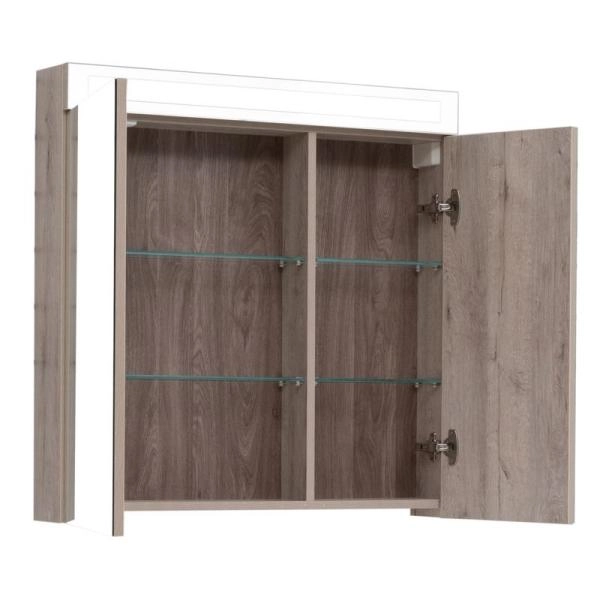 Шкаф-зеркало Dreja MAX 80 с LED-освещением, дуб кантри