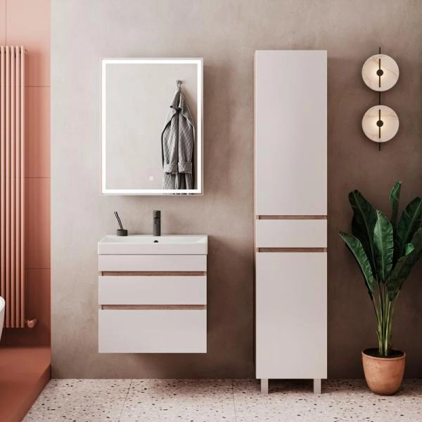 Пенал для ванной напольный Volna Conty 40 Белый/дуб сонома