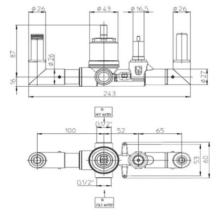 Скрытая часть для встраиваемого смесителя Bossini Apice Z00546000