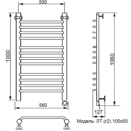 Полотенцесушитель электрический Ника Trapezium ЛТ (г2) 100/50 правый тэн MEG