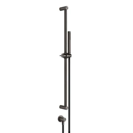 Gessi 316 Штанга в комплекте с душевой лейкой с легкой очисткой, шланг 1,50 м, вывод воды из стены, цвет: brushed black metal pvd