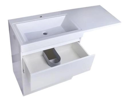 Тумба напольная Style Line Даллас 140, 2 ящика, Люкс белая, PLUS