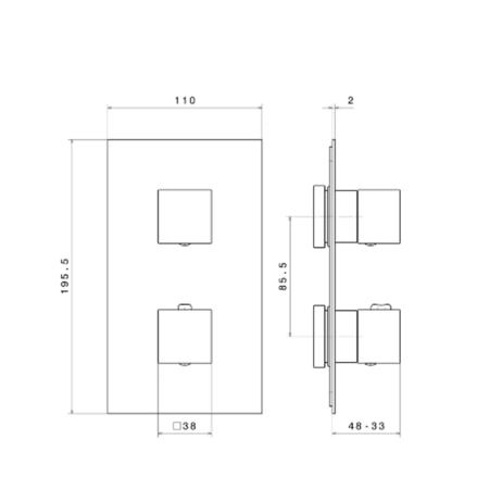 Встроенный смеситель Kerama Marazzi FUTURA ФУТУРА 67648EKM.01.093 с регулировкой температуры, матовый черный