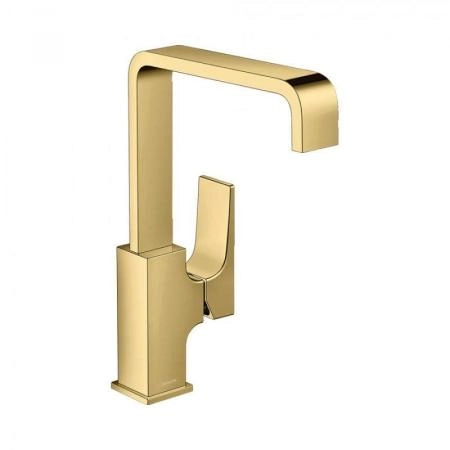 Hansgrohe 32511990 Metropol Cмеситель для раковины 226 мм, Push-Open, излив, полированное золото