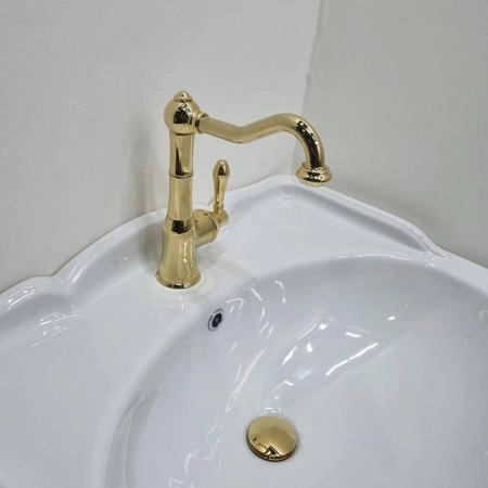 Gattoni Orta New Смеситель для раковины, на 1 отв., с высоким изливом, с донным клапаном, цвет: золото 24кт