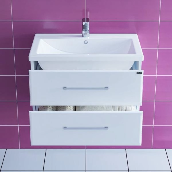 Тумба под раковину СаНта Омега 70 207038, подвесная, цвет белый (ум.Фостер70)