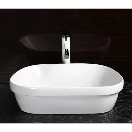 Раковина Cerutti SPA CR0023 накладная, белая, трапеция 570х390х150