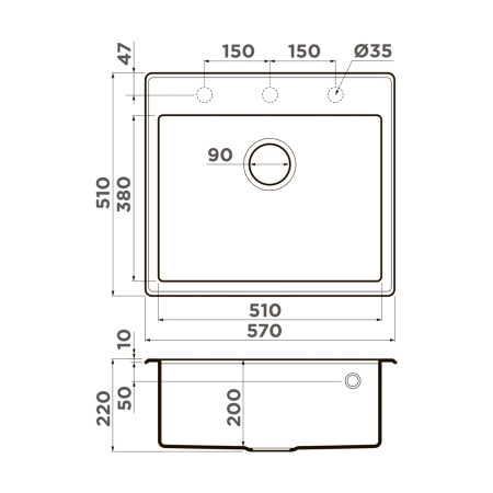 Кухонная мойка Omoikiri Tedori 57-WH Tetogranit/белый 4993983