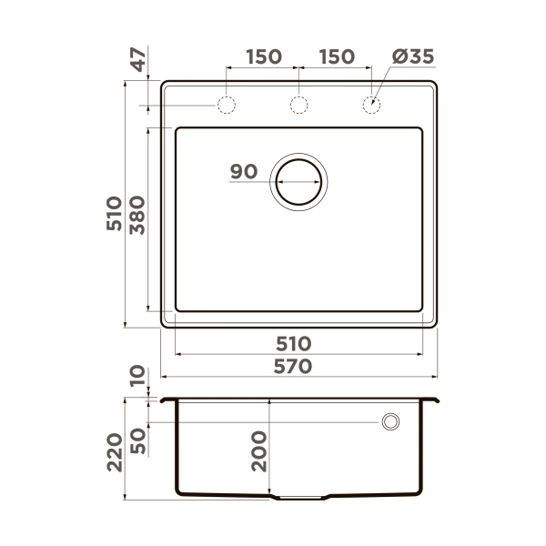 Кухонная мойка Omoikiri Tedori 57-WH Tetogranit/белый 4993983