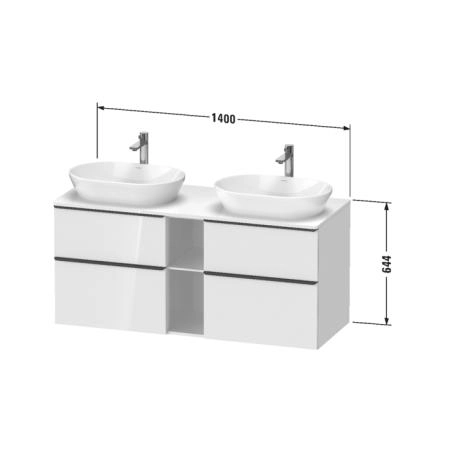Duravit D-Neo Тумбочка подвесная 64.4x140x55 см, 2 раковины, 2 ящика, цвет: Black Oak