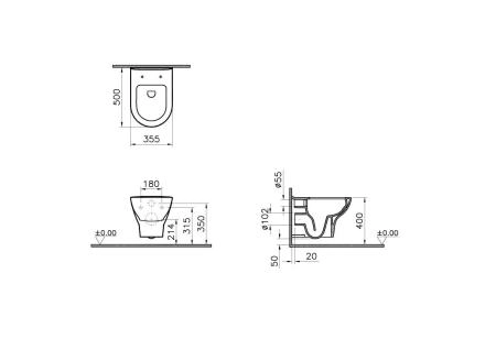 Унитаз Vitra Zentrum Rim-Ex 5795B003-0075 безободковый, подвесной