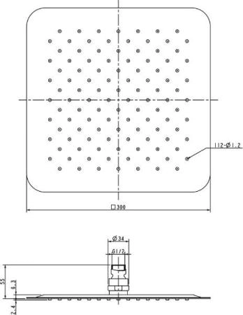 Верхний душ Ravak X07P016 300 мм