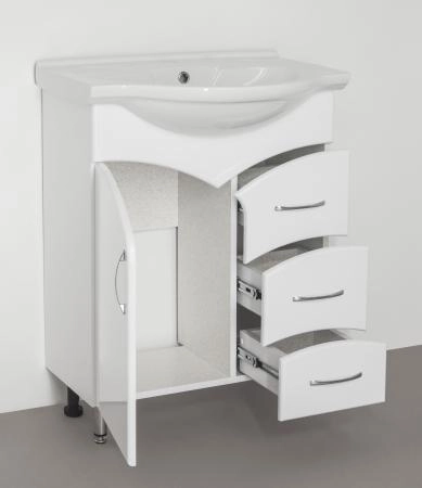 Тумба под раковину Style Line Эко Стандарт 65 (3 ящ.) напольная с ящиками, белая