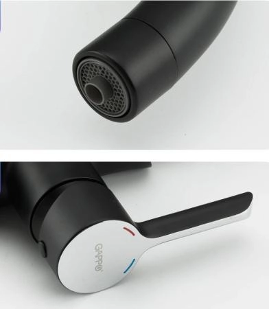 Смеситель для кухни Gappo G4303-6 с подключением фильтра воды чёрный/хром