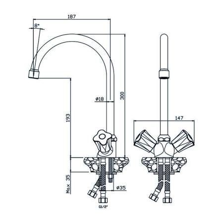 Смеситель OLIVES Vigo 21430VG для кухни,хром