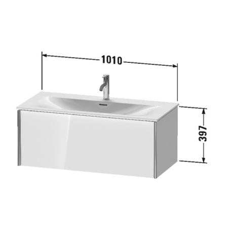 Duravit XViu Тумба подвесная 610x800x480мм, с раковиной, 1 ящик, цвет: белый глянцевый/champagne matt