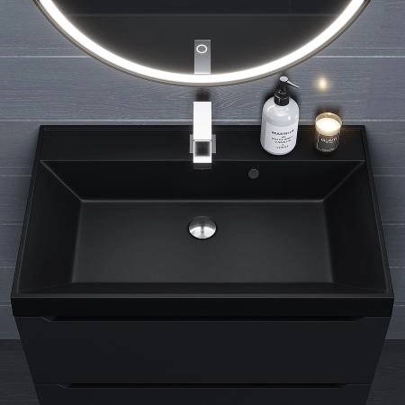 Раковина кварцевая Uperwood Classic Quartz 70 см, черная матовая, космос
