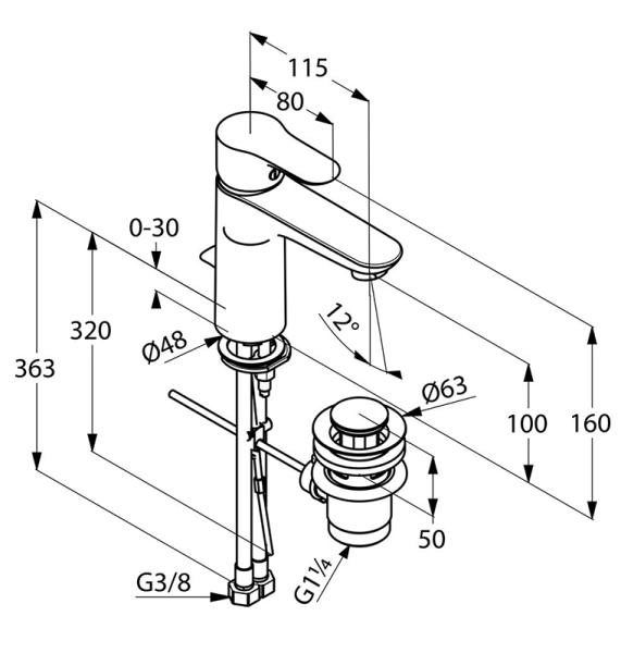 Смеситель Kludi Objekta 322600575 для раковины