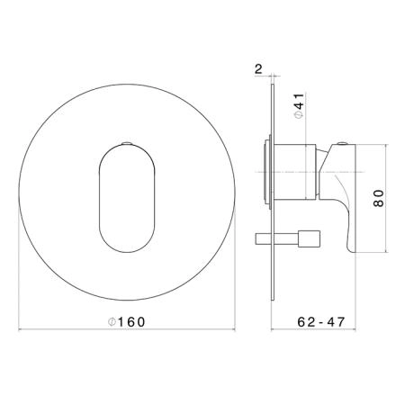 Встроенный смеситель Kerama Marazzi OLE ОЛЕ 69470EKM.M0.071 для душа с переключателем на два потока, золотой атласный