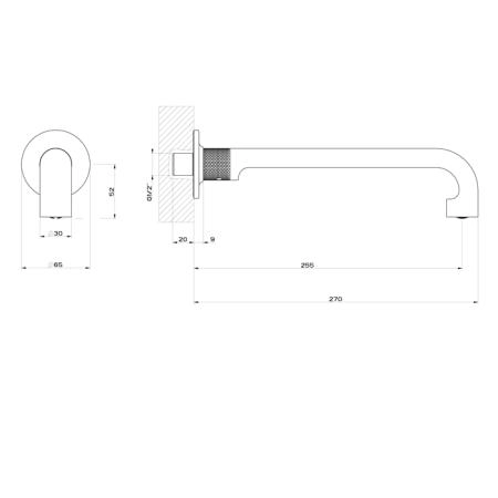 Gessi Inciso Настенный излив 255мм, на 1/2”, комбинируемый с удаленным управлением, цвет: finox