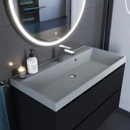 Раковина кварцевая Uperwood Classic Quartz 90 см, серая матовая, платина
