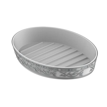 THG Marquise platinum decor Мыльница керамическая, настольная, декор платина, цвет: белый
