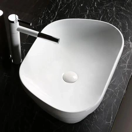 Раковина Cerutti SPA CR0023 накладная, белая, трапеция 570х390х150