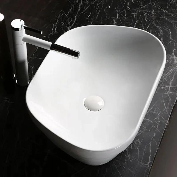 Раковина Cerutti SPA CR0023 накладная, белая, трапеция 570х390х150