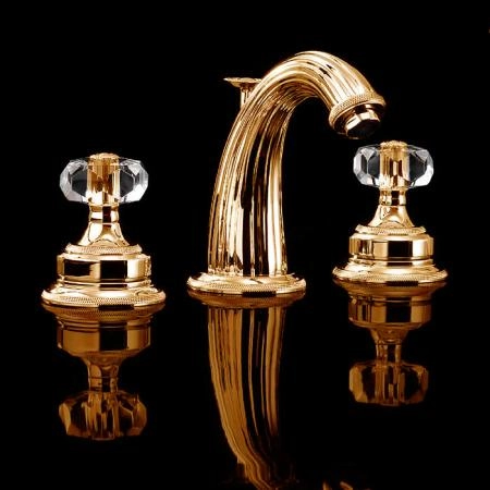 Devon&Devon Excelsior King Смеситель для раковины на 3 отверстия, донный клапан. Отделка: 24к золото.