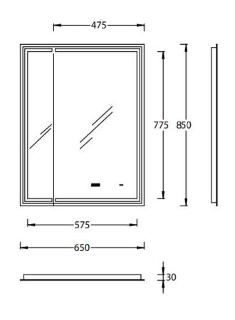 Зеркало Kerama Marazzi TECNOLOGICA M ТЕКНОЛОДЖИКА М TE.M.mi.65 Зеркало Tecno M/Текно M 65 с поворотной дверцей, подсветкой и функцией антизапотевание, белое