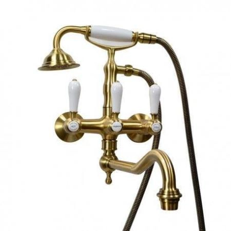 Смеситель Magliezza BIANCO 50605-4-br на ванну в комплекте с лейкой TL-4-br золото