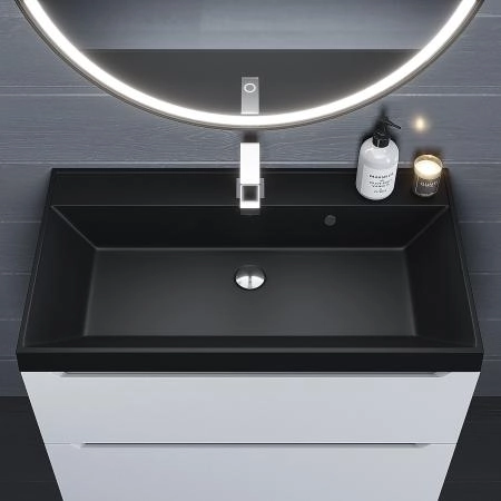 Раковина кварцевая Uperwood Classic Quartz 80 см, черная матовая, уголь