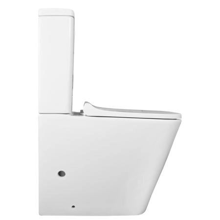 Унитаз-компакт напольный Azario Quadro 605x340x810 безободковый с сидением микролифт и арматурой, белый (AZ-2175)