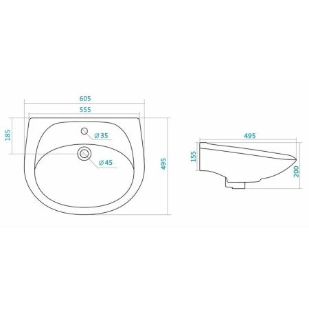 Раковина Santek Бриз 1WH110466 60 см 1/отв