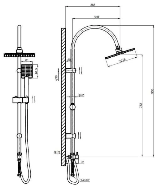 Душевая система ESKO ST02 ESKO хром