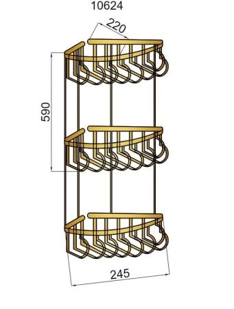 Угловая Полка Boheme (металл), тройная BRILLANTE 10454