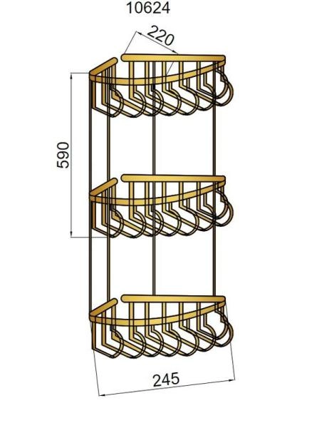 Угловая Полка Boheme (металл), тройная BRILLANTE 10454