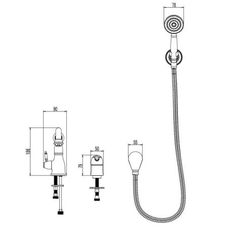 Смеситель Lemark Villa LM4847C на борт ванны , хром