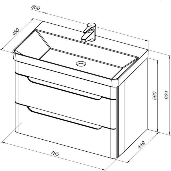 Тумба под раковину Aquanet София 80 белый глянец (2 ящика)