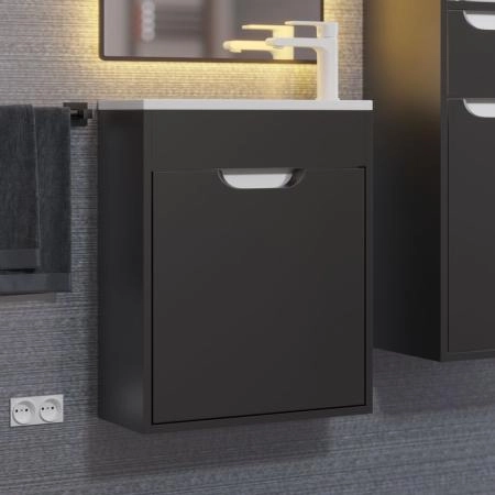 Тумба с раковиной для ванной Uperwood Modul 50 см, подвесная, матовая, черная