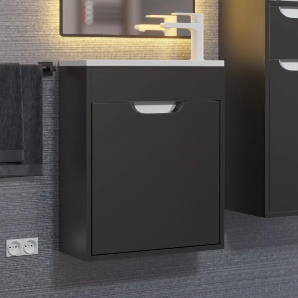 Тумба с раковиной для ванной Uperwood Modul 50 см, подвесная, матовая, черная