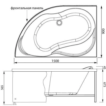 Ванна aquanet Graciosa 150x90 без гидромассажа левая