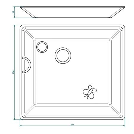 THG CAPUCINE VERT DECOR PLATINE Поднос керамический 171х154 мм., настольный, middle size, декор платина/зеленый, цвет: белый