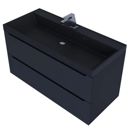 Тумба с раковиной Uperwood Tanos-Classic Quartz 100 см, черная/уголь